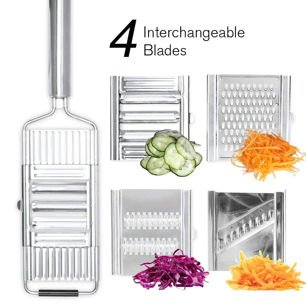 Shredder Cutter Stainless Steel Portable Manual Vegetable Slicer Cuts Grater with Handle Multi Purpose Home Kitchen Tool Peeler
