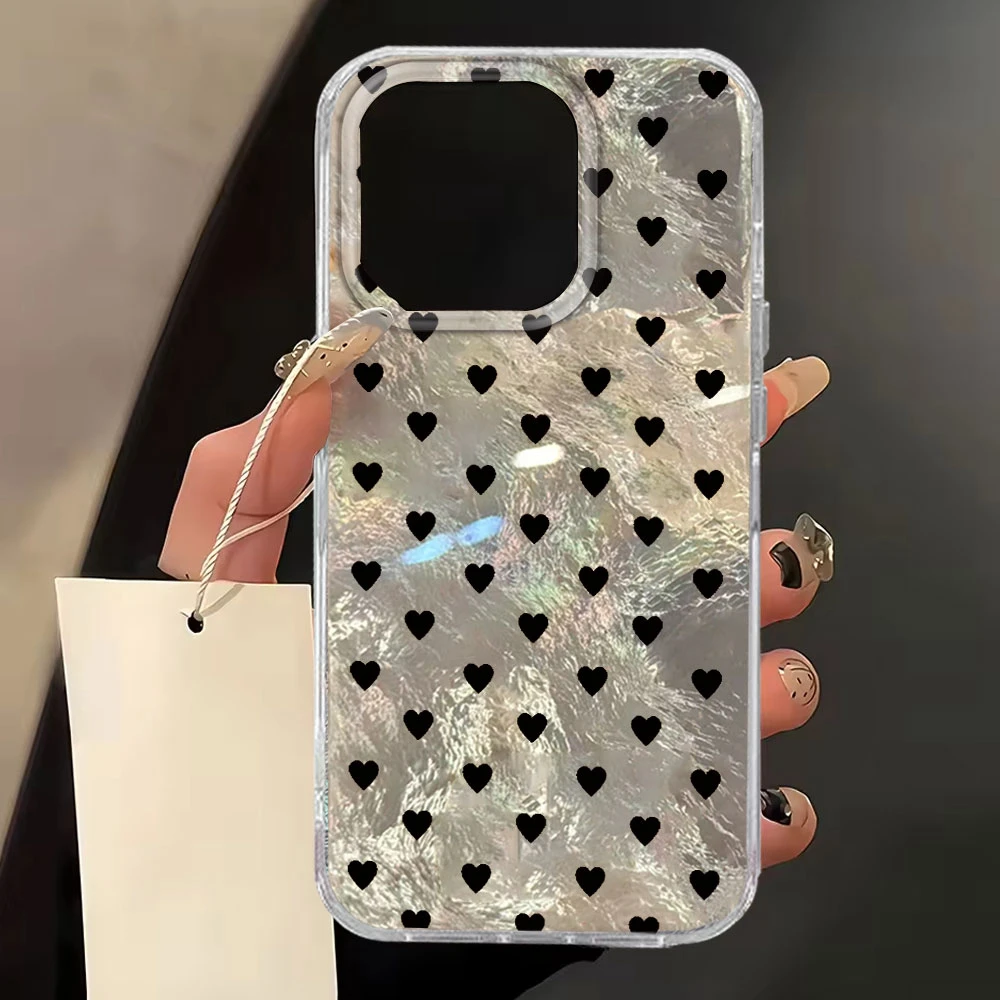 Vibrant Black Love Heart Design Phone Case Cover