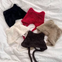 Cute Cat's Ears Women's Winter Fashion Warm Lace Up Hats,Wind Proof Ear Protection Suitable Daily Activities,walks and Shopping