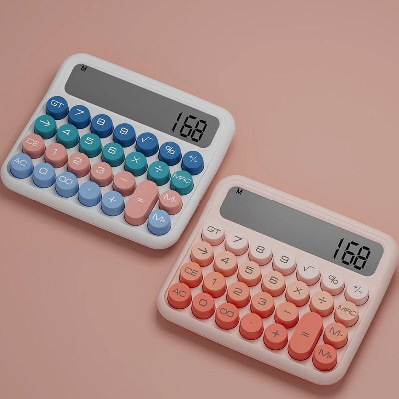 Aesthetic Desktop Calculator with Large LCD Display and Big Sensitive Buttons - Candy Color Design, 12-Digit