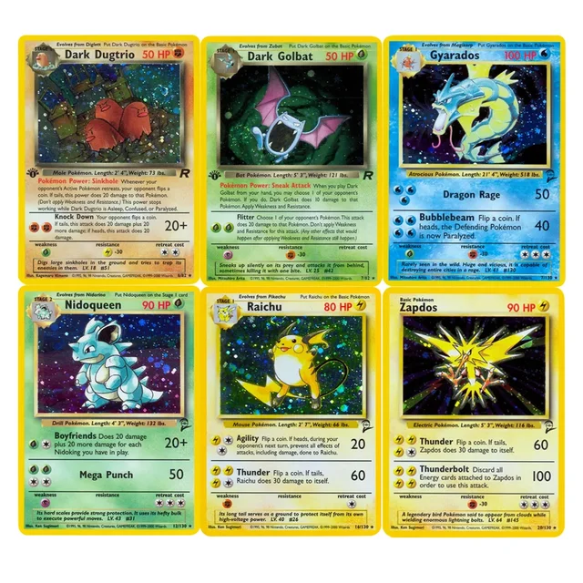 Pokemon Game Flash Shining Cards Classic Series Raichu Zapdos Nidoqueen Gyarados Collectible Card PTCG Card Proxy Card 1