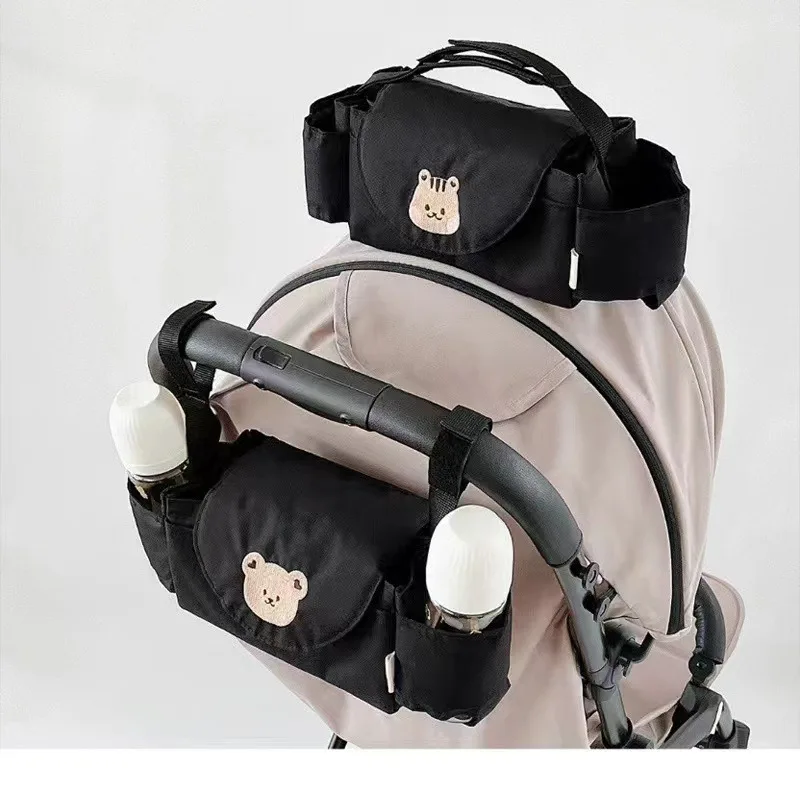 

Baby Stroller Hanging Bag Solid Cartoon Bear Pattern Organizers Mummy Bag Universal Baby Stroller Hanging Bag Storage Bag