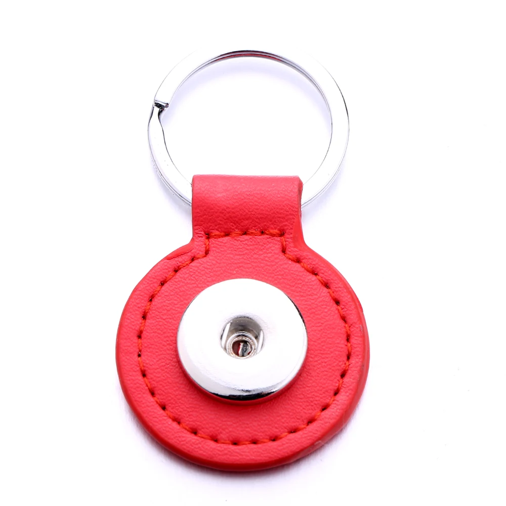 15pcs  Snap Jewelry PU Leather Keychains Fit 18mm 20mm Snap Buttons DIY Snap Keyring For Women Keychain