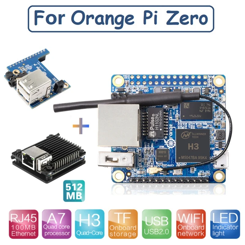 

Плата расширения интерфейса для Orange Pi Zero 512 Мб Allwinner H3 с алюминиевой лампой + расширенный USB интерфейс/Аудио/инфракрасный