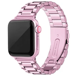 Elegant Stainless Steel Metal Watch Strap for 42mm 44mm 45mm 49mm (Pink)