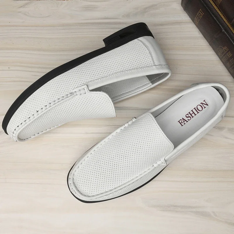Genuine Leather Mens Shoes New Design Casual Loafers Slip-on Business Dress Shoes Comfortable Driving Footwear Classic Moccasins