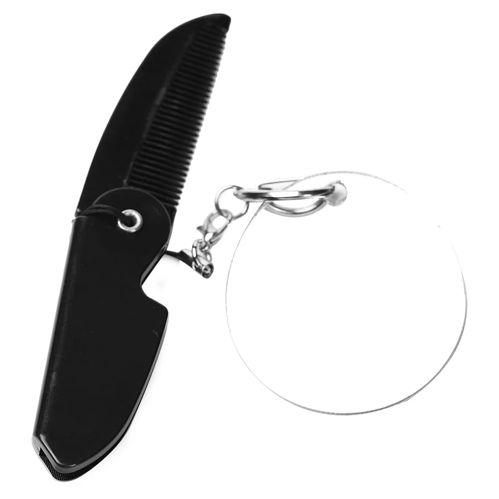 

Small Folding Comb Travel Beard Comb Foldable Pocket Comb Fine Tooth Comb Keyring Oval Mirror