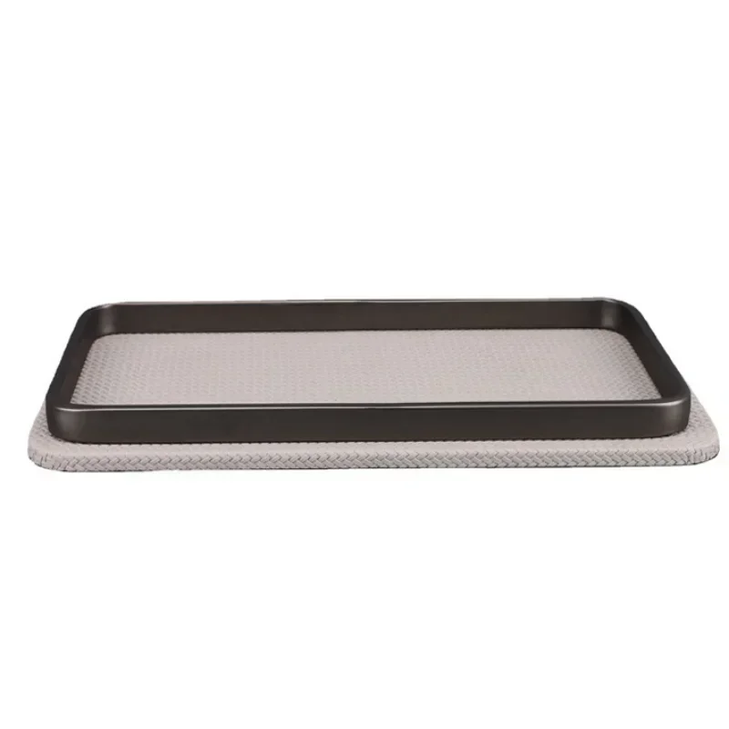 Leather Metal Decorative Tray Rectangular Coffee Table Storage Trays Living Room Light Luxury Ornaments Home Entry Organizer 6