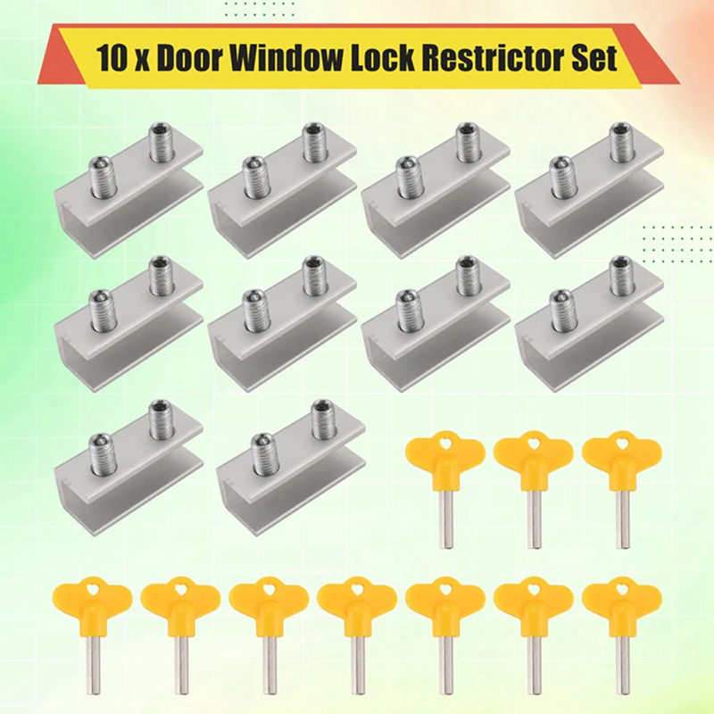 A52I-10 Set Sliding Sash Stopper Cabinet Locks Straps Doors Security Anti-Theft Lock Window Sliding Door Doors Lock