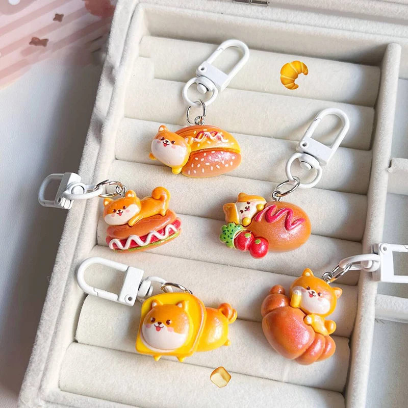 

Cute Cartoon Bread Dog Keychain Kawaii Creative Hot Dog Keyring Lovely Bag Pendant Backpack Decoration Gifts