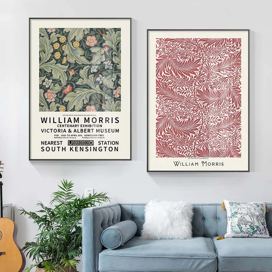 

Abstract William Morris Exhibition Vintage Posters Canvas Painting Wall Art Print Botanical Living Room Interior Home Decoration