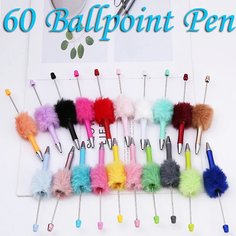 60Pcs Newest Colorful Creative Plush Ballpoint Pen DIY Student Ballpoint Pen Gifts Office Supplies Wholesale Stationery