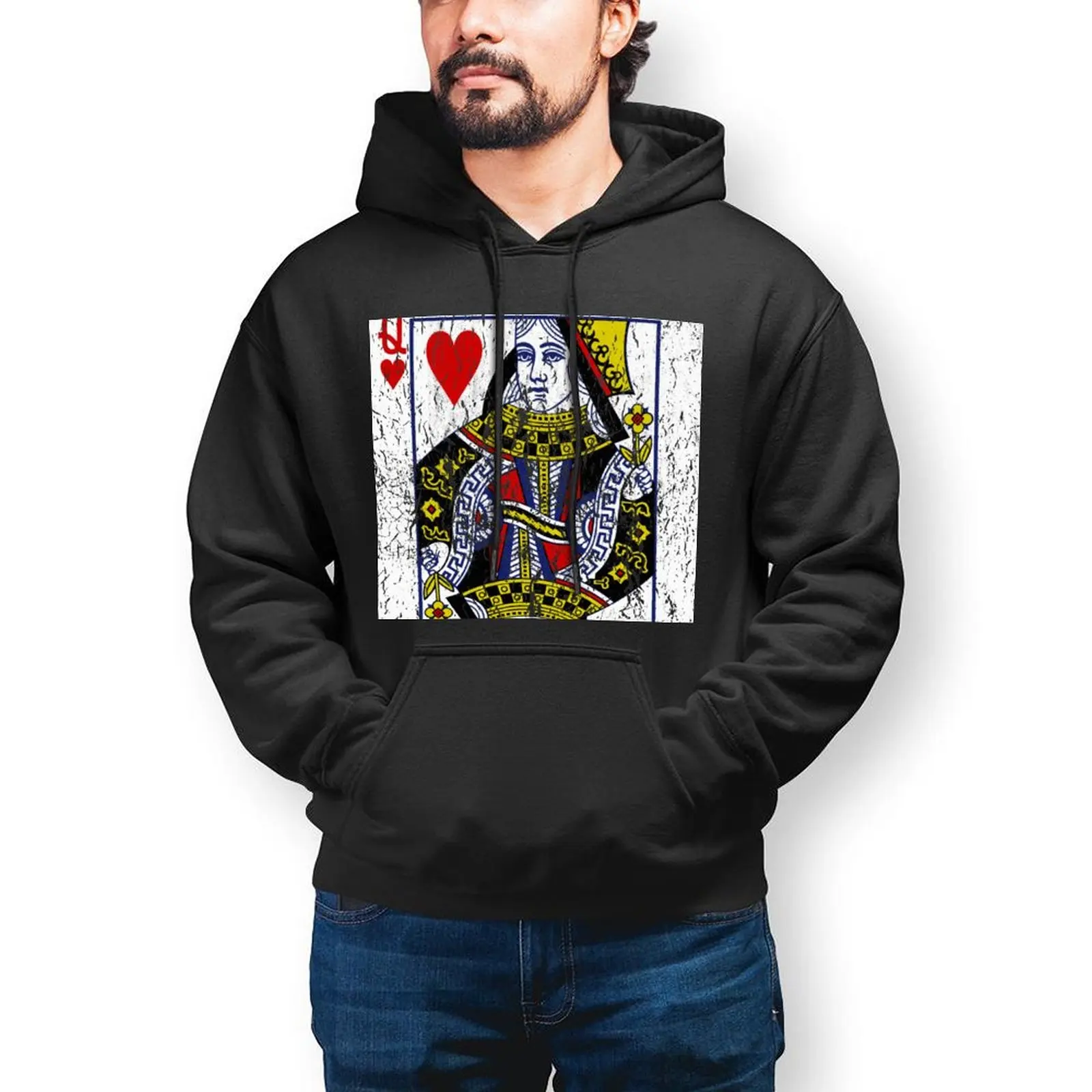 

Толстовка унисекс с капюшоном «Queen of Hearts», Модный пуловер свободного покроя в Корейском стиле, Свитшот в эстетическом стиле, большие размеры 5XL, на осень
