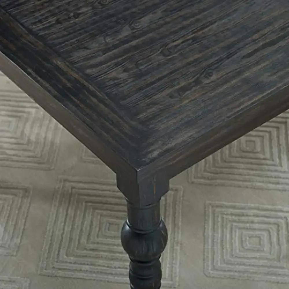 Urban Style Counter Height Dining Set Table and 6 Chairs Solid Wood Grey Button Tufted Back Stately Turned Legs Driftwood Finish 3