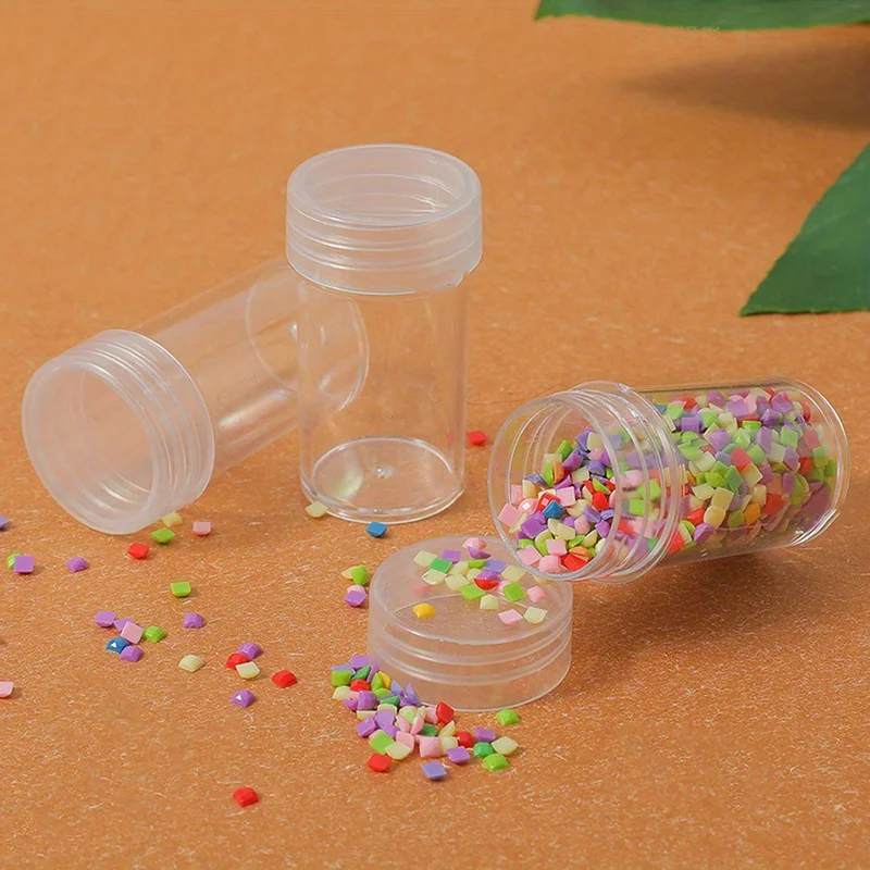 12/40Pcs Clear Round Bottle Storage Box for DIY Crafts Jewelry Rhinestone Beads storage box