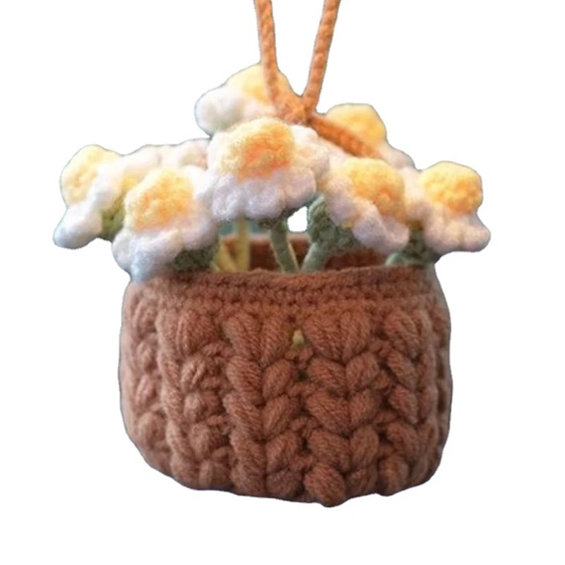 

Hand-knitted Woolen Car Hanging Baskets Wall Decorations For The Family Room Small Wall Hangings For The Car Rear View Mirror