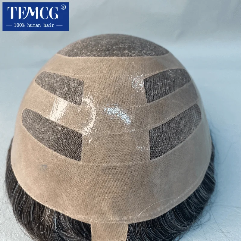 Bond Mono & Pu Front And NPU Back More Durable For Male Hair Prosthesis 100% Natural Human Hair Toupee Men Wig Exhuast Systems 4