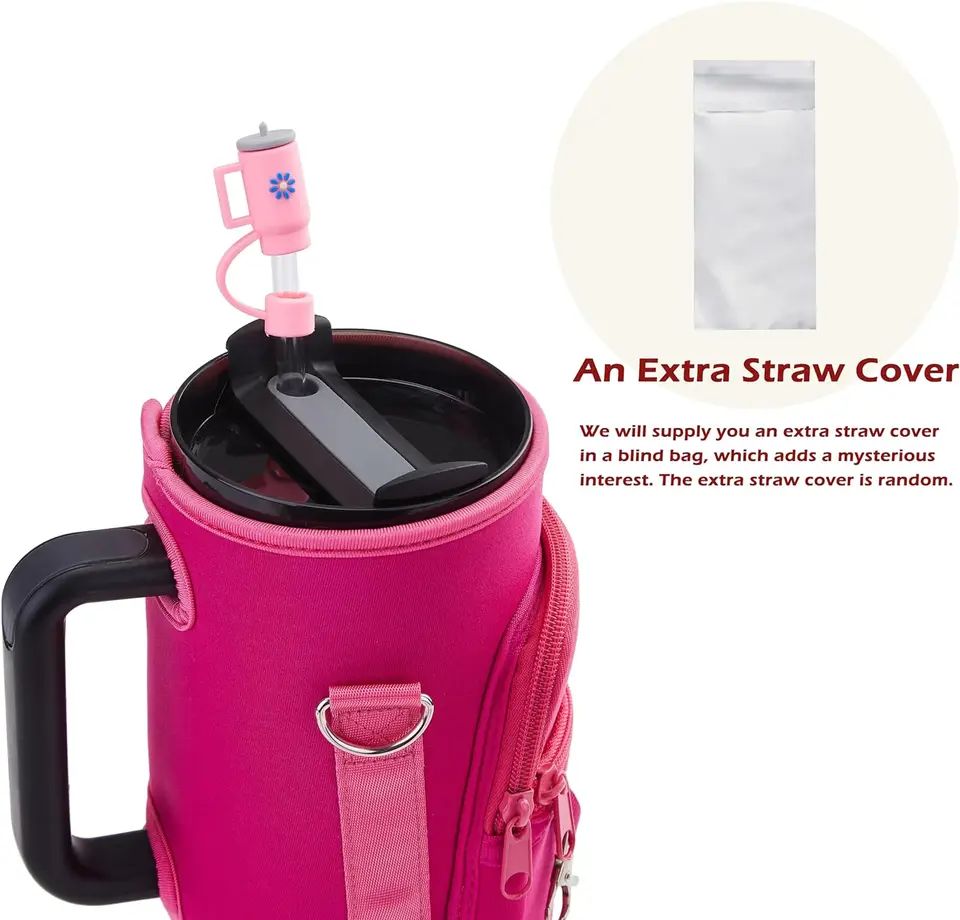 HéBei Water Bottle Carrier Bag - Compatible With Stanley 40oz Tumbler, Pouch With Shoulder Strap For Outdoor