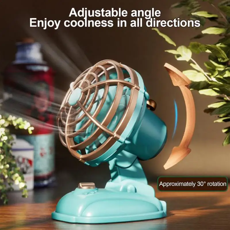 Vintage-Inspired Ultra Silent USB Rechargeable Portable Desktop Fan with Dual Speed Settings