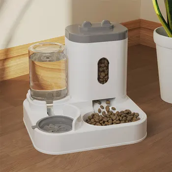 2 In 1 Automatic Feeder Water Troughs Cat Food Dispenser Set w/ Water Fountain Large Food Storage Container for Pet Dogs Kittens 2