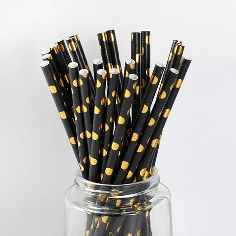 

25 Pieces/pack of Disposable Straw Dot Paper Straws Kids Birthday Party Colorful Paper Straws Holiday Party Supplies Decorations