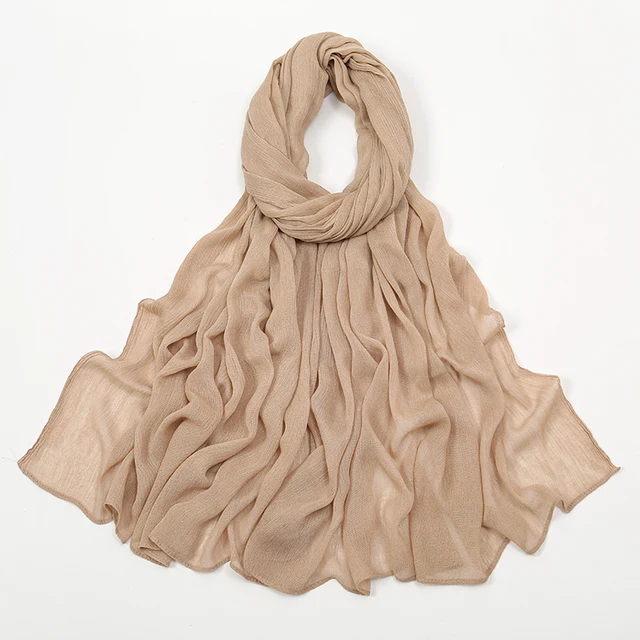 Nouveau Hijab en rayonne froissé pour femmes, écharpe musulmane, châles longs, Turban islamique solide, bandeau Heascarf, bandeau Ramandan