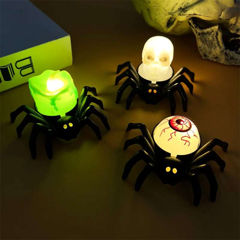 12 Candeline LED A Forma Di Ragno Per Halloween – Luce Calda, A Batteria, Decorazione Casa Interno/Esterno