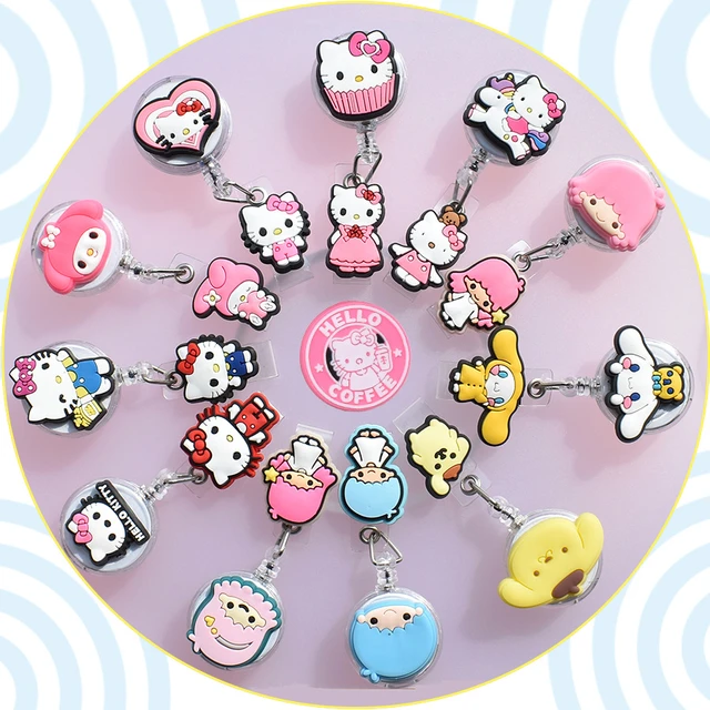 1pcs Sanrio hello kitty Kuromi Friends Keroppi PVC Badge Reel