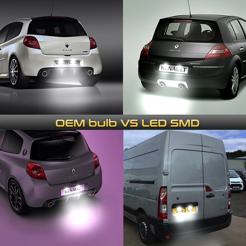 BIAREN Lot De 2 Feux De Plaque D'immatriculation Arrière Pour Renault Master Trafic Megane Clio Laguna Twingo Kangoo Kadjar Koleos Opel Movano Nissan Interstar NV400 NV30