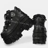 Rivets Gothic Sneaker Thick Bottom Platform Punk Rock Dark Style Lace-Up Fashion Sexy Women Shoes Round Toe Genuine Leather New 5