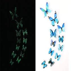 Glowing 3D Butterfly Wall Stickers - Luminous Decorative Decals - 24PCS (Blue)