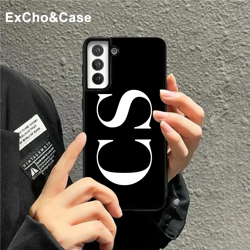 

Personalized Custom Lnitial Name Phone Case Samsung Galaxy S22 S22 Plus S22 Ultra Black Phone Cover For S20 S20Plus S21 S21Plus