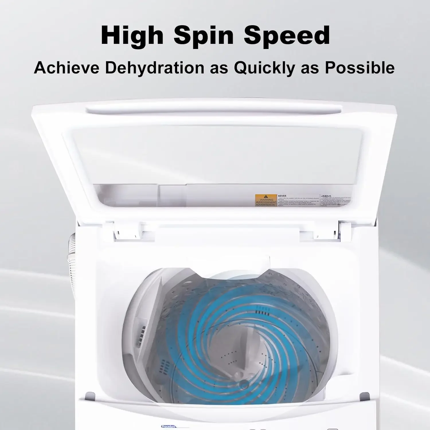 1.7 Cu.Ft. Portable Washing Machine Fully Automatic Compact Washer and Spinner Combo, 6 Wash Program, Transparent Lid, White 5