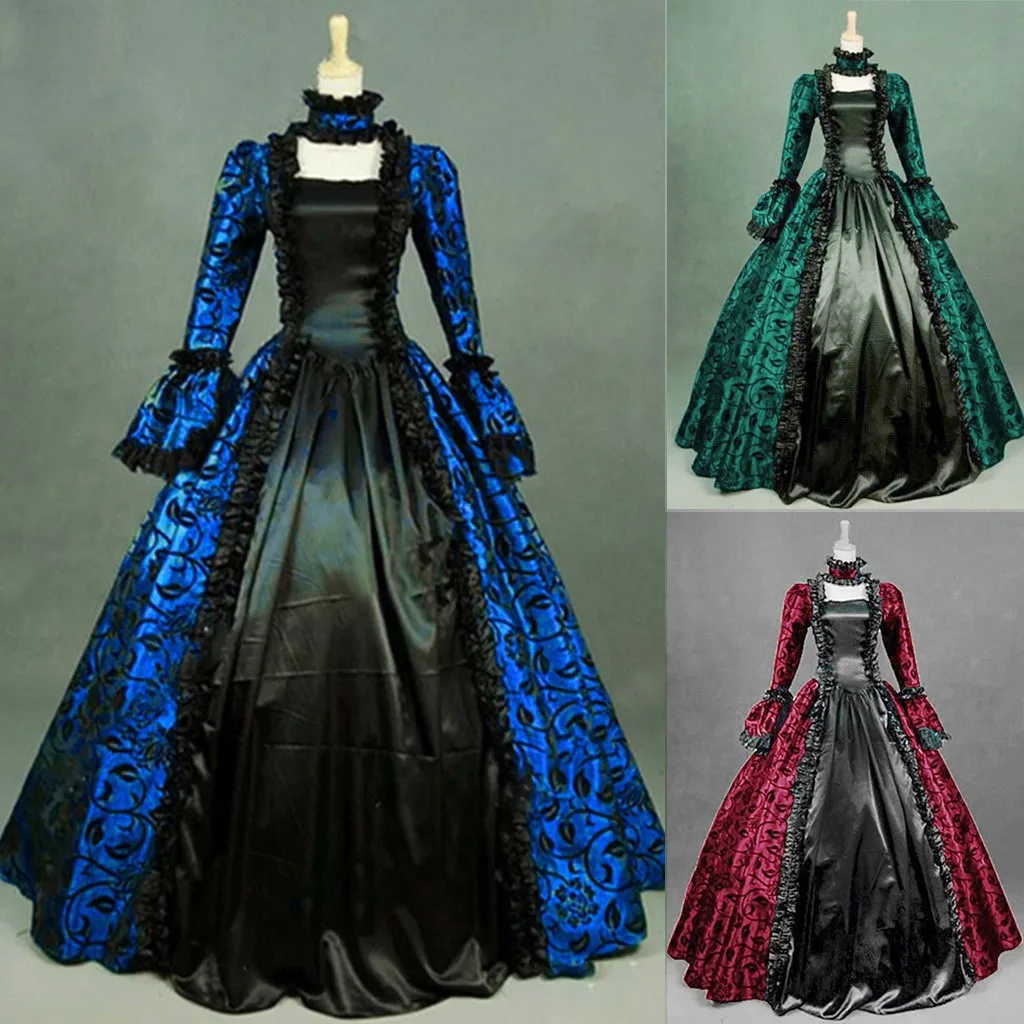 Gothic Gowns Gothic Gowns Women Retro Winter Print Ball Floral Fall Dress