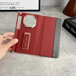 Luxury Dual Strap Leather Case with Dual Hinge Protection & Smart View Window for Huawei Mate XT Ultimate (Color A)