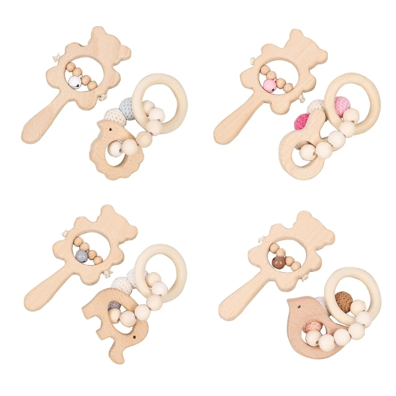 

Crochet Bead Handbell AnimalBracelet Toy Baby RattleBell Newborn Teething Gift
