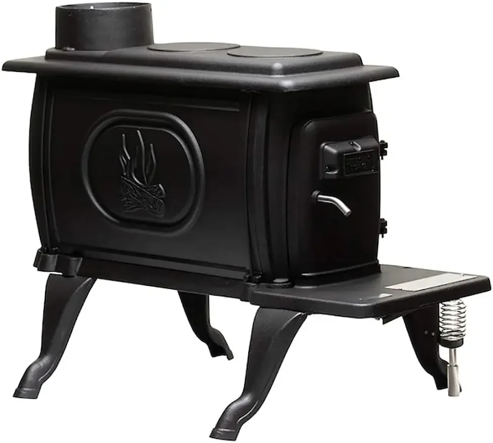US Stove Company Rustic 900 Square Foot Clean Cast Iron Log Burning Wood with Integrated Cooking Surface and
