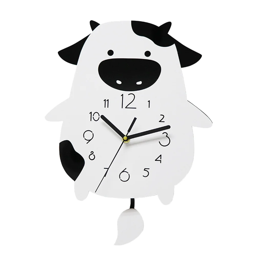 

Cow Wall Clock Cartoon Hanging Clock Swing Creative Children Wall Clock Operated Clocks for Kids Room Office School Bedroom