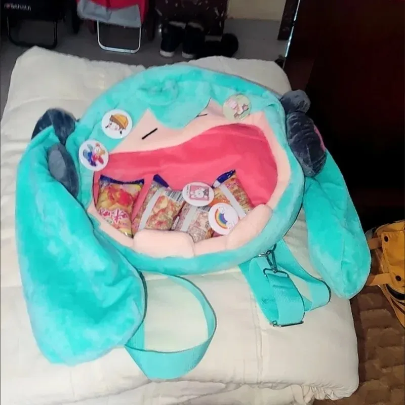 初音ミクの大きな口のぬいぐるみバッグ,柔らかいシングルバック