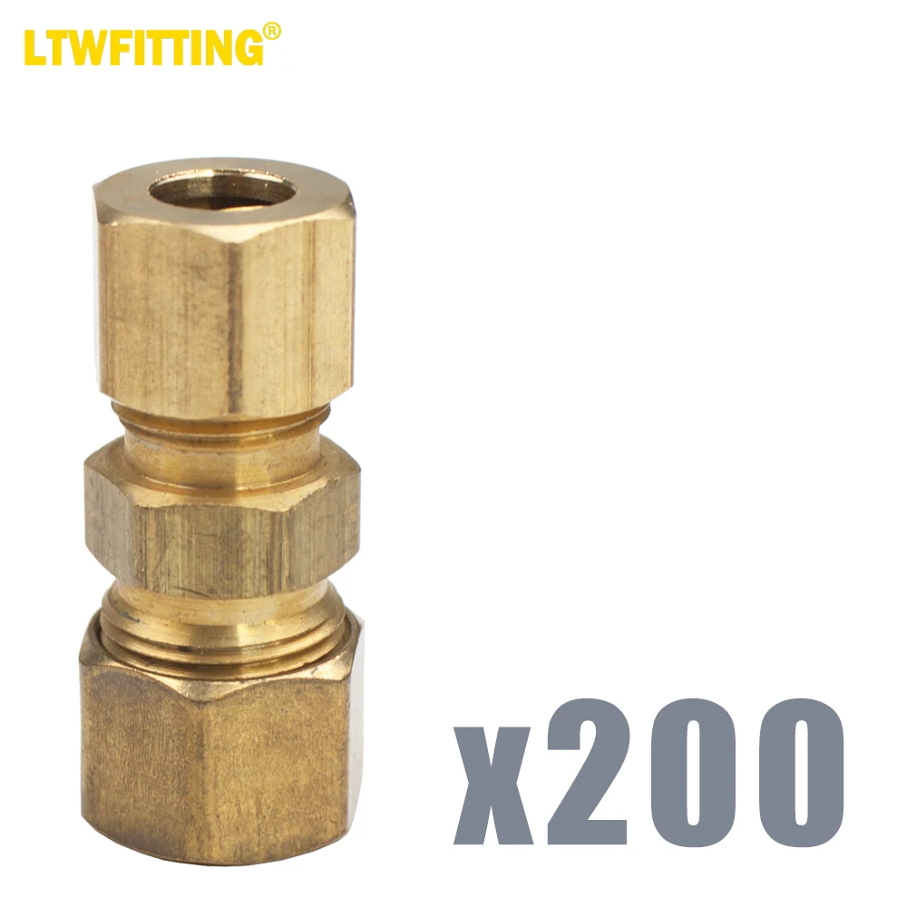 

LTWFITTING 3/8-Inch OD x 5/16-Inch OD Compression Reducing Union,Brass Compression Fitting(Pack of 200)