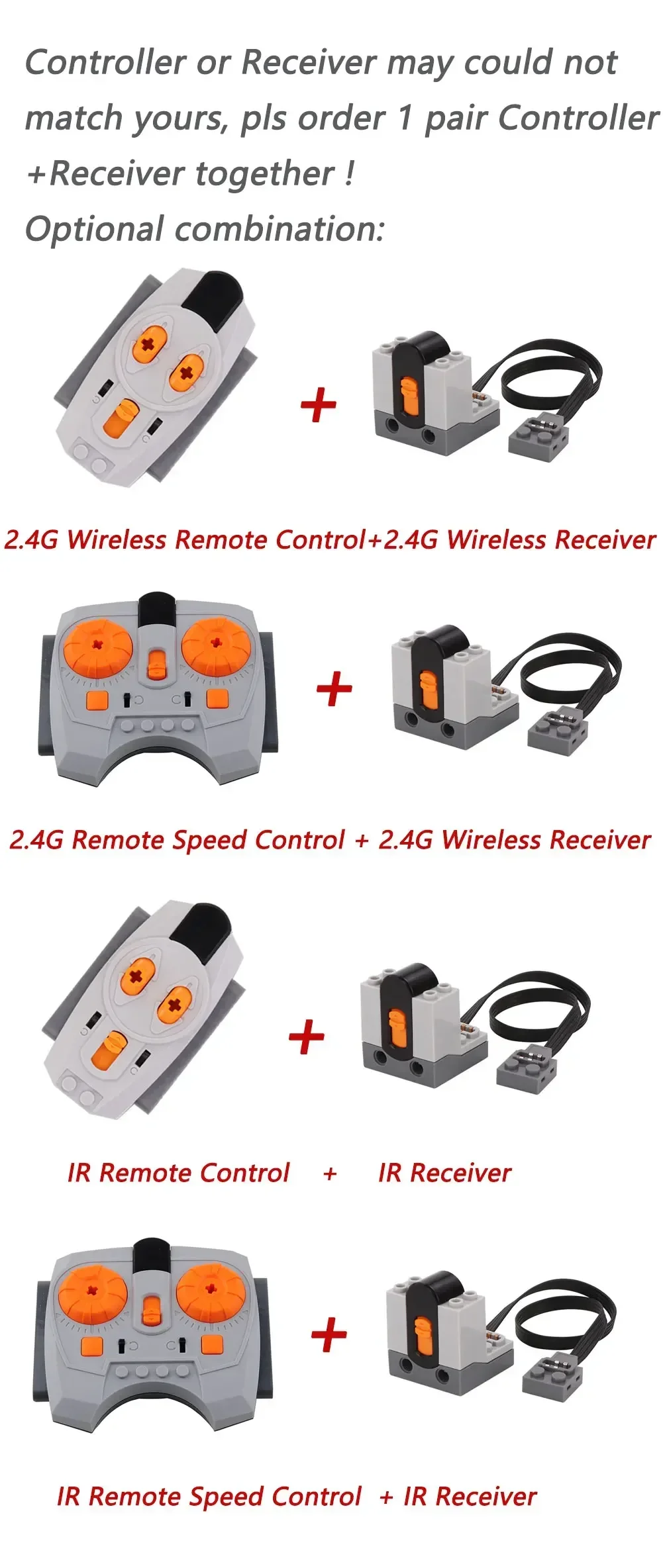 MOC Technische Teile Power Functions Servomotor Fernbedienung Batteriebox Schalter Lichtset IR-Geschwindigkeits-Fernbedienung Empfänger Spielzeug – Detail 8