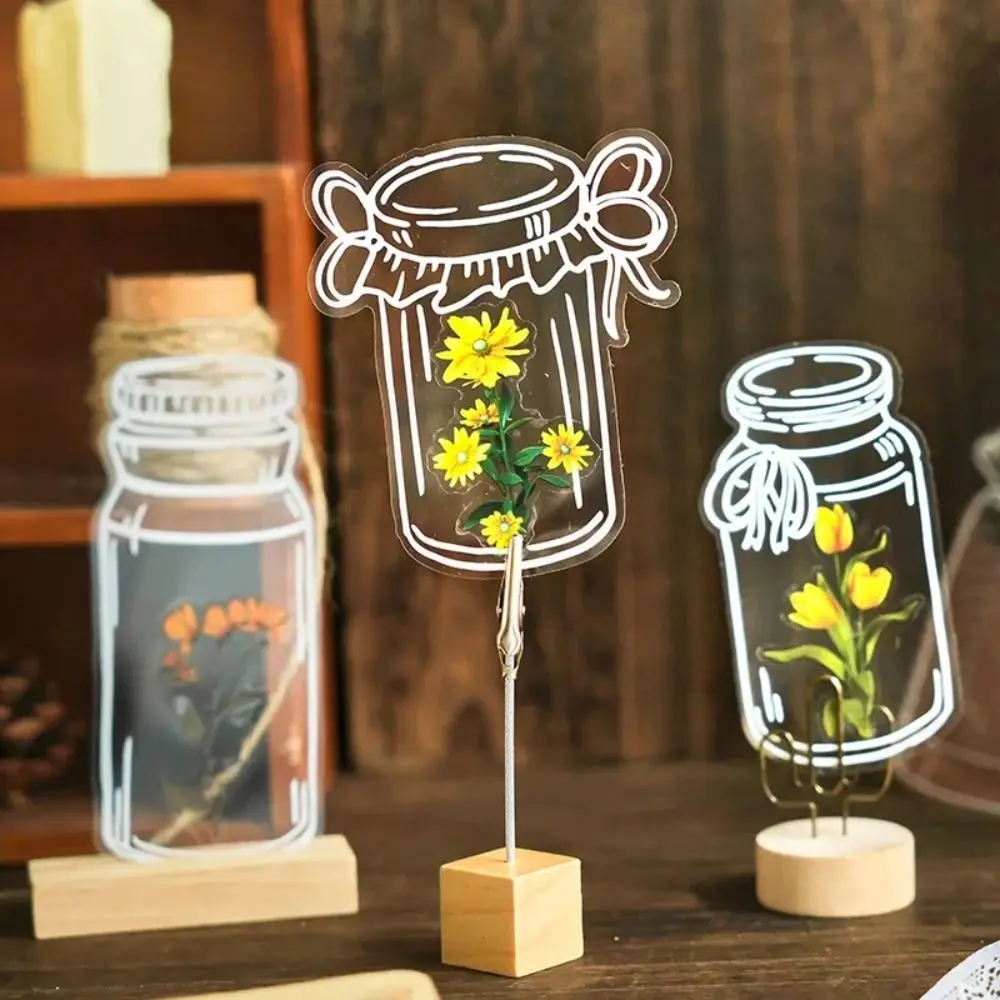 20Pcs Pressed Flower Bookmark Glassware Shape Book Support Stickers Maker Herbarium Bookmarks Transparent Dried Flower Clips