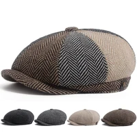 New Retro Herringbone Newsboy Cap For Men Autumn Winter Warm Beret Women Fashion Vintage Hat Hip Hop Female Flat Caps Berets