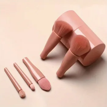 Set di 5 Pennelli da Trucco con Scatola per Donne, per Polvere, Fondotinta, Blush, Contorno, Ombretto, Sopracciglia e Ciglia, Strumenti di Bellezza