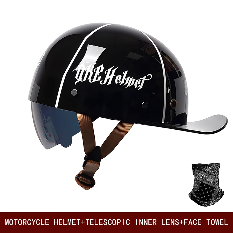 Motorcycle retro helmet universal cruise skateboard bike semi-helmet motorcycle new national standard summer