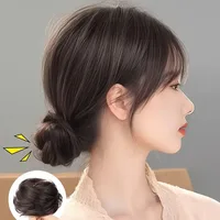Perruque Updo synthétique facile à porter, Chignon lisse et élégant avec élastique, postiche queue de cheval en Fiber résistante à la chaleur 5