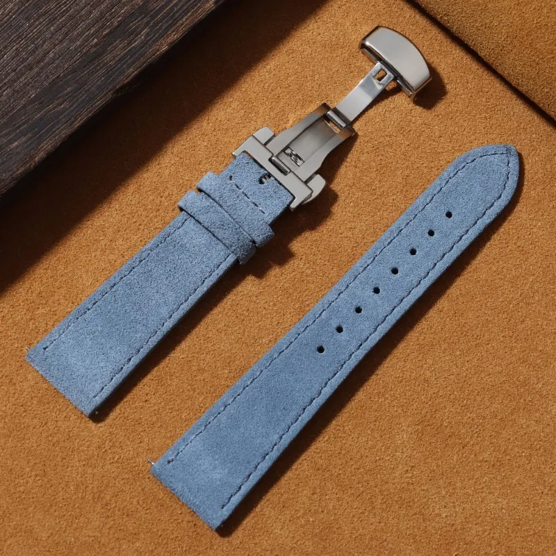 Luxury Suede Leather Watch Band with Butterfly Buckle - Quick Release Strap Accessory