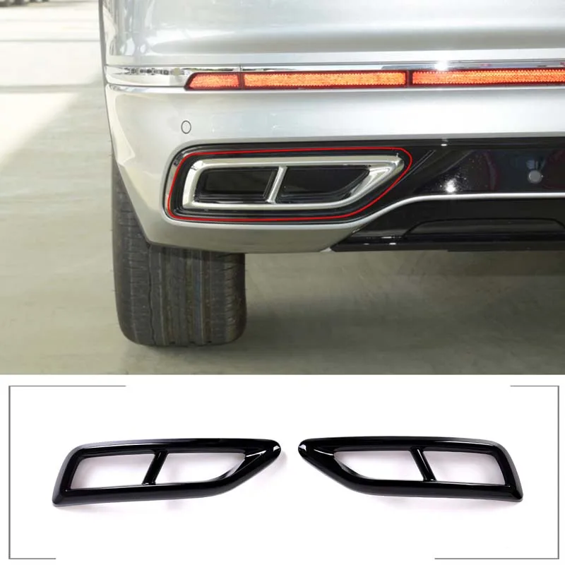 

For Volkswagen Tiguan L 2020 2021 2022 ABS black Car Tail Throat Cover Muffler Exhaust Pipe Output Cover Car Accessories