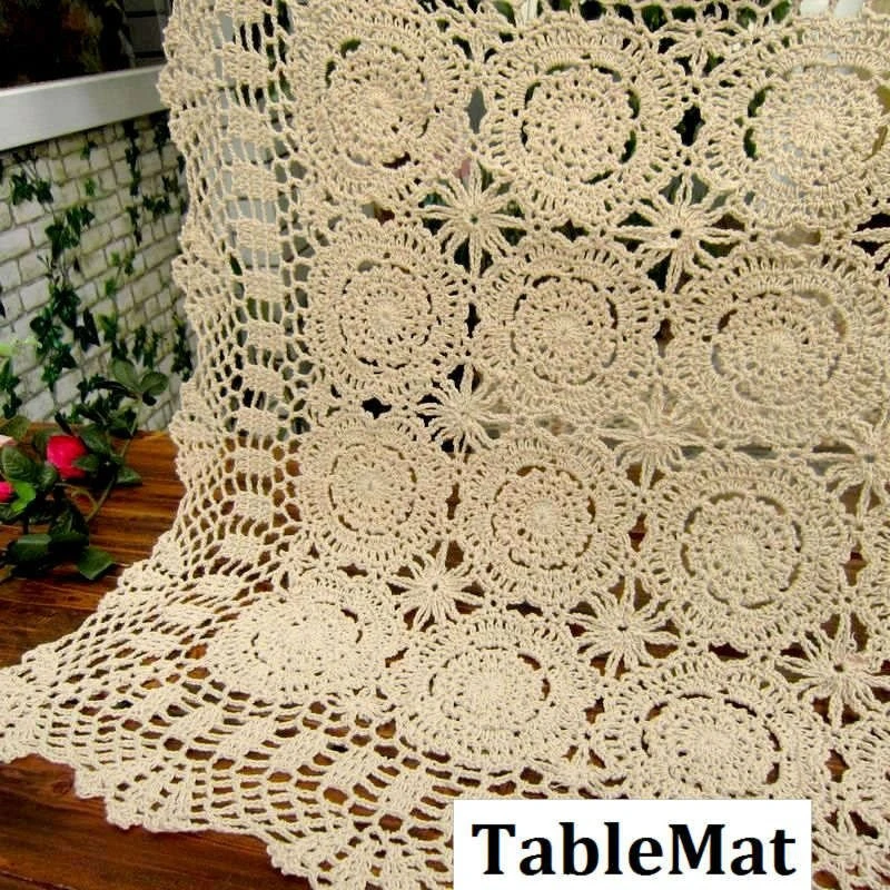 White Handmade Corchet Placemat Lace Table Mat Table Cover Crochet Tablecloth Square Many Size Available