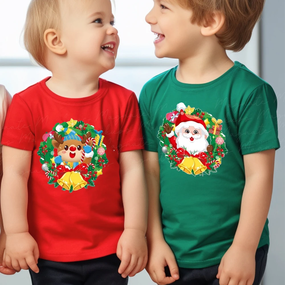 Frohe Weihnachten Kleinkind T-Shirt Kinder T-Shirt Kleinkind Rundhals Kurzarm T-Shirt Weihnachtsfeier Kindermode Kleidung
